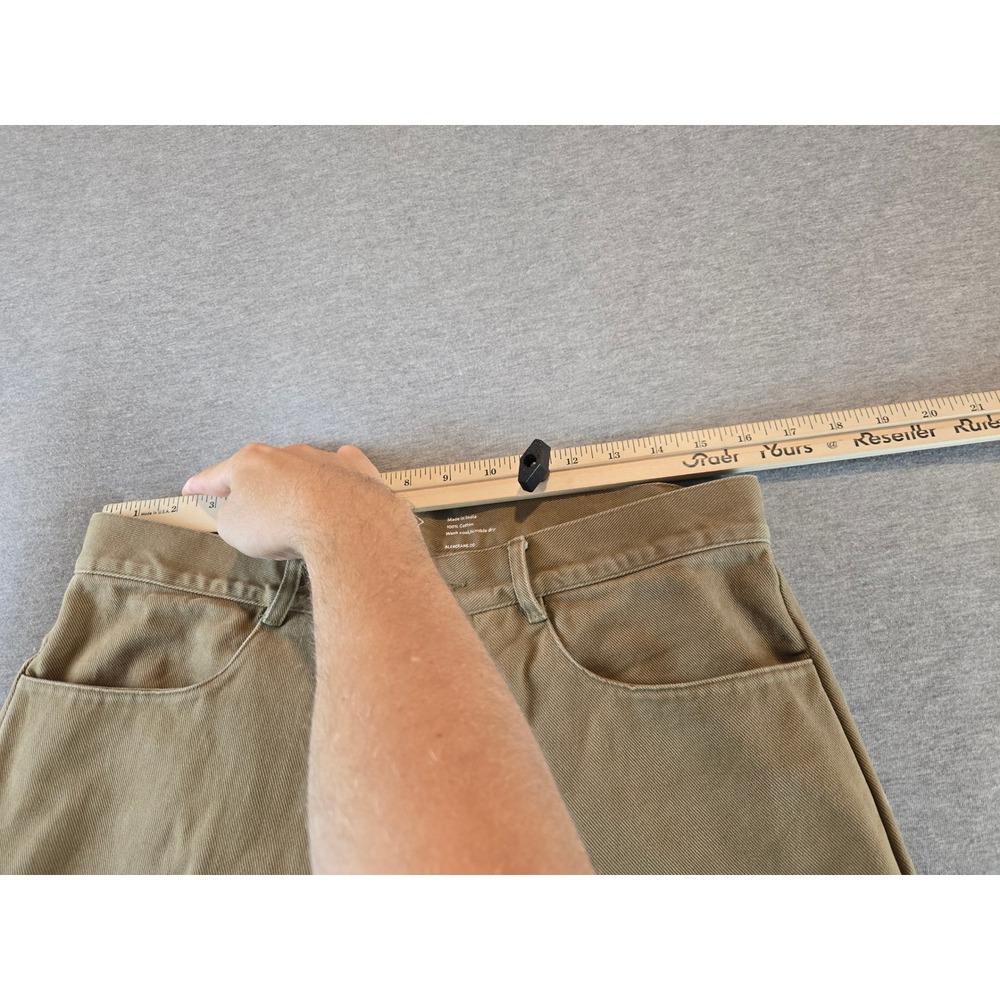 Alex Crane Canvas Cham Pants Mens 31 Olive Brown Cotton Taper Button Fly Chinos - Picture 8 of 10